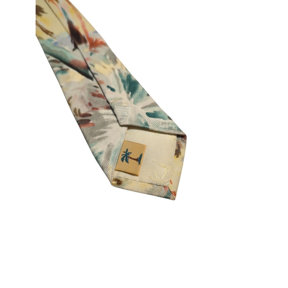 Tommy Bahama Mens Dress Tie Size 57" Yellow Hawaiian Lady Business Wedding - Picture 5 of 6